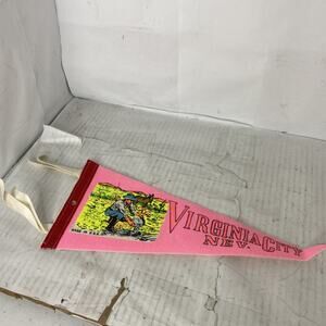 Vintage VIRGINIA CITY NEVADA NV SOUVENIR Pennant PROSPECTOR MULE 12”